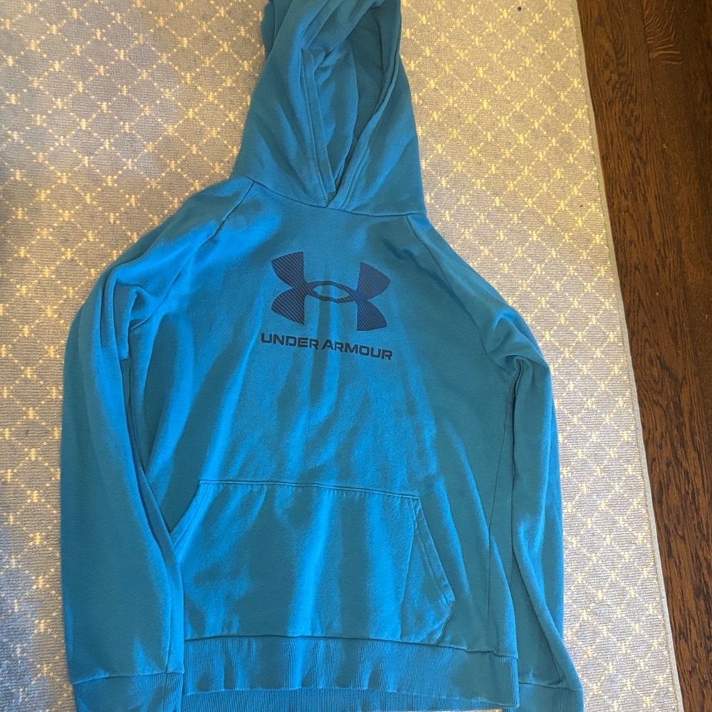 Under Armour Dark Blue Teal Hoodie with Logo NWOT Sz Youth XL